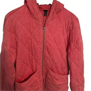 Hooded Quilted Jacket - Wild Fable™ Coral Distressed PINK Size S